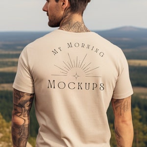 Gildan 64000 Mockup Neutral Back Mens Mockup | Back of mens shirt Mockup | Mens Gildan 64000 Neutral back Mockup Mens Tshirt Mockup Back