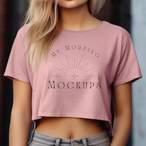 Bella Canvas 8882 Mockup T-shirt Mockup 8882 Mauve Mock-up Cropped Top Mockup Cropped Mauve Mockup Mauve 8882 Mockup Cropped Tee 8882 Mockup