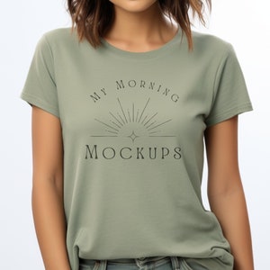 Sage Gildan 64000 Mockup T-shirt Mockup Soft Style Sage Shirt Mockup | Sage TShirt Mockup | Gildan 64000 Sage Mockup For Print on Demand