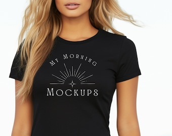 6004 Mockup Bella Canvas  6004 mockup 6004 black mockup Black T-Shirt Mock-up Mock up for Slim Fit Black T-Shirt, BC 6004 Black Model Mockup