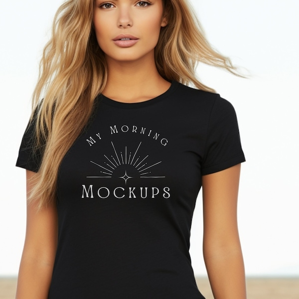 6004 Mockup Bella Canvas  6004 mockup 6004 black mockup Black T-Shirt Mock-up Mock up for Slim Fit Black T-Shirt, BC 6004 Black Model Mockup