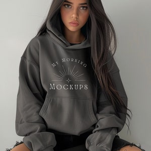 Gildan 18500 Mockup Hoodie Mockup Charcoal Gildan 18500 Mockup Grey 18500 Hoodie Mockup Gildan 18500 Charcoal Mock-up For Print on Demand