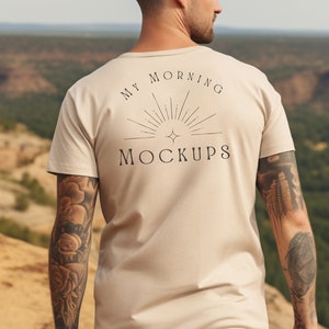 Gildan 5000 Mockup 5000 Sand Mockup G5000 Back shirt Mockup Mens Gildan 5000 Neutral sand back Mockup Neutral Mens Tshirt Mockup Back