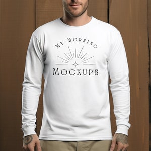 Gildan 2400 Mockup T-shirt Mockup Long Sleeve Tshirt Mock-up Gildan Mockup white 2400 Mock-Up Mens Mockups Print On Demand Mockups Gildan