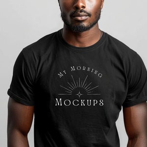 Black Bella Canvas 3001 Mockup T-Shirt Mock-up Black Tshirt Mockup Mens 3001 Black Shirt Mockups Male Mockups Print on Demand or Shopify