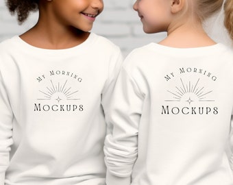 Gildan 18000 Mockup Kids Sweatshirt mockuyp Front and Back Sweatshirt Mockup Kids White Sweatshirt Mockup Front Back Mockup White Sweatshirt