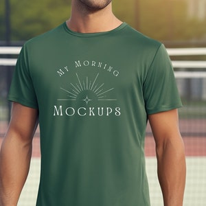 Herren Sport-Tek ST350 Forest Green Mockup | Grün Herren ST350 Tshirt Mockup ForAthlete Design | Sport Tek ST350 Waldgrün Athletisch Mockup
