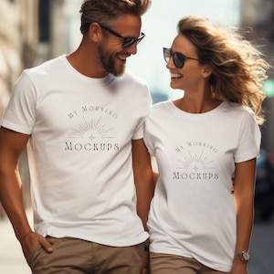 Bella Canvas 3001 Mockup Couple T-Shirt Mockup T-Shirt Mockups 3001 White Mock up Tshirt Mockups for Etsy Mockup Couple TShirt Mockups POD