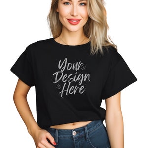 Bella Canvas 8882 Mockup T-Shirt Mockup 8882 Black Mockup bella canvas 8882 Cropped Black shirt Mockup 8882 Black Cropped Top Mock-ups