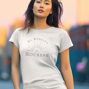 Gildan 64000 Mockup T-shirt Mockup White 64000 Mockup Gildan Soft Style 64000 Mockup White TShirt Mockup for Print on Demand Shirt Mockups