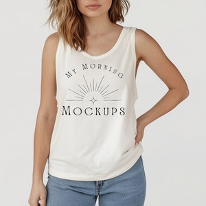 White Comfort Colors 9360 Mockup White Tank Top Mock-Up for Print on Demand White 9360 Mockup Shirt Mockups White Comfort Colors Mockups