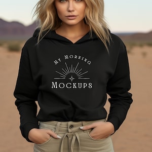 Hoodie Mockup Bella Canvas 7506 Mockup Cropped Hoodie Mock up 7506 Mock Up 7506 Black Mock-Up Black Hoodie Mock-ups 7506 Cropped Sweatshirt