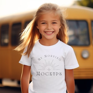 Gildan 5000B Mockup White Tshirt mockup for School Girl Back to School Shirt Mockup for Print on Demand Kid Mockups White Shirt Mockup
