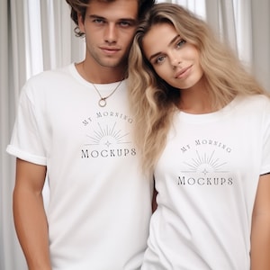 Gildan 2000 Mockup T-Shirt Mockup White Gildan 2000 Mockup Couple TShirt Mock Up Print on Demand Mockup For Matching Shirt Oversized Shirt