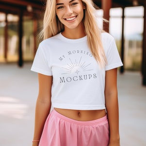 Bella Canvas 8882 Mockup T-shirt Mockup White 8882 Mockup Cropped T-shirt Mockup Tennis Mockups Bella Canvas 8882 Cropped Tshirt Mockup