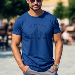 Royal Bella Canvas 3001 Mockup T-shirt Mockup for Print on Demand Shirt Mockups Blue Bella Canvas Mockup for Men Royal 3001 Mock-ups for Dad