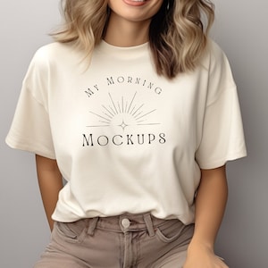 Gildan 5000 Mockup T-Shirt Mockup Gildan 5000 Natural Mockup  5000 Natural Mockup Gildan 5000 Cream Mockup Natural 5000 mockup Beige T-shirt