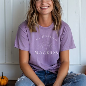 Violet Comfort Colors 1717 Mockup T-shirt Mockup Halloween Mockup for Print on Demand Purple 1717 Shirt Mockups Fall Mock-ups Comfort Colors