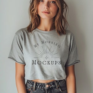 Athletic Heather Next Level 5080 Mockup Cropped T-shirt Mockup NL 5080 Mock-up for Print on demand Grey 5080 mock up Contemporary Mockup