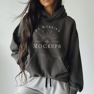 Gildan 18500 Mockup Hoodie Mockup Charcoal Gildan 18500 Mockup Grey 18500 Hoodie Mockup Gildan 18500 Charcoal Mock-up For Print on Demand