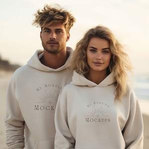LS14001 Mockup Hoodie Mockup Beige Hoodie Mock-up Hoodie Mock up Lane Seven Heather Oatmeal Lane Seven 14001 Mockup Print On Demand Mockups
