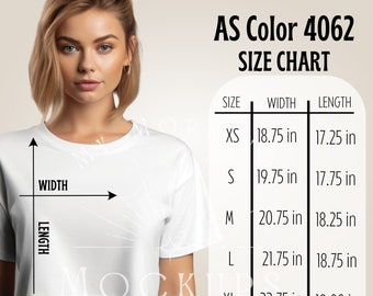 AS 4062 Size Chart, AS Color 4062 Mockup Size Chart, WO's Crop Tee - 4062 Size Chart Mockup, Cropped Tee Size Chart Mockup as 4062 mock up