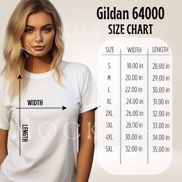 64000 size chart Gildan 64000 mockup Gildan 64000 Size Chart 64000 T-Shirt Size Chart, Size Chart Mockup, Woman's Size Guide Gildan
