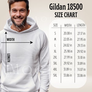 Gildan 18500 Size Chart Gildan 18500 Mockup Hoodie Mockup Size Chart Mockup Hoodie Mockup Gildan 18500 Sizing Information Gildan 18500