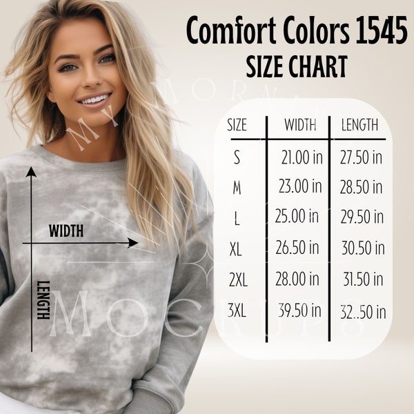 Comfort Colors Sweatshirt Sizing and Color Chart Etsy