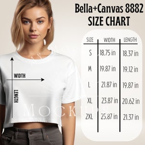 Tabla de tallas Bella Canvas 8882 Maqueta Bella Canvas 8882 Tabla de tallas 8882 Maqueta recortada Tabla de tallas 8882 para impresión bajo demanda Tiendas Shopify