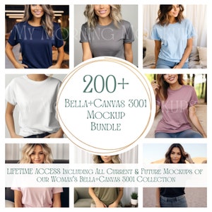 Bella Canvas 3001 Mockup Bella Canvas Mockups BC 3001 Front Back Mockup T-Shirt Mock-Up Bundle Bella Canvas 3001 Mock Up Bundle 200+ Images