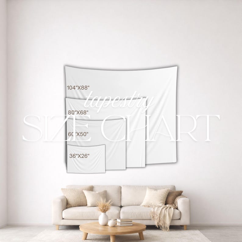 Tapestry Size Chart Mockup Digital Product Etsy