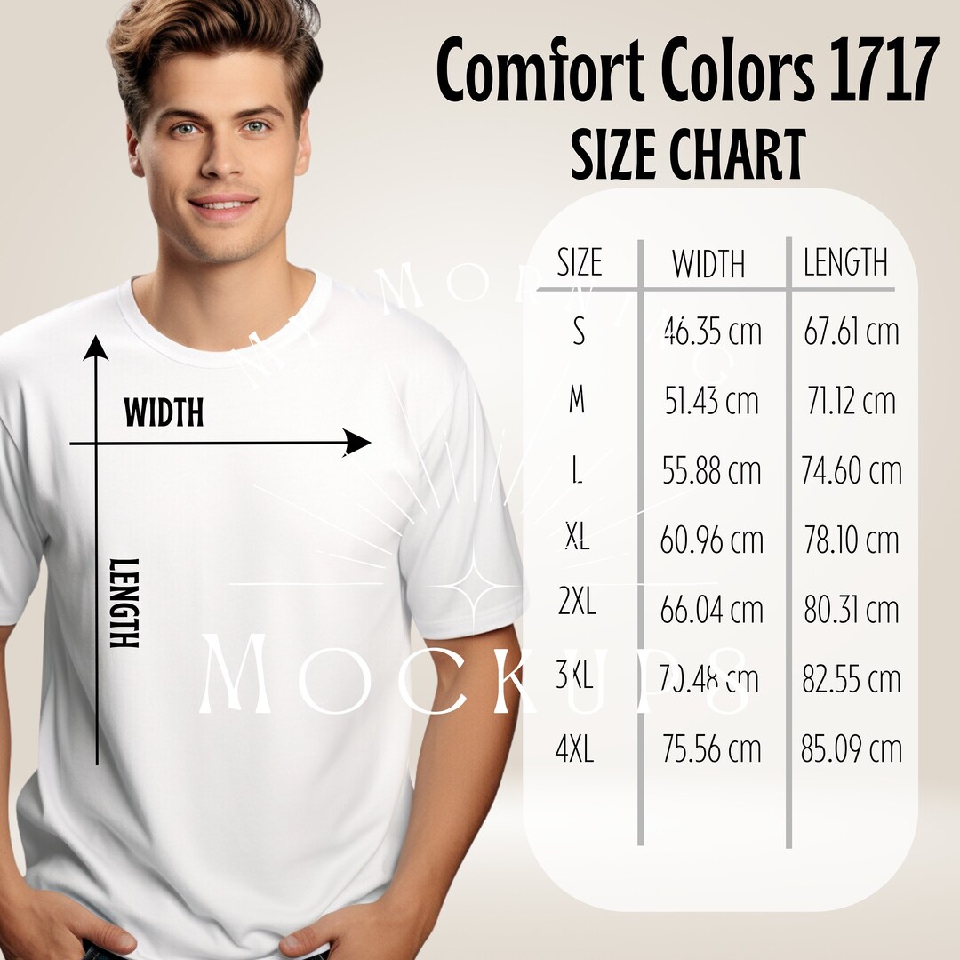 ティーズ ページ23 Comfort Colors 1717 Size Chart CM - T-shirt Mockup (digital