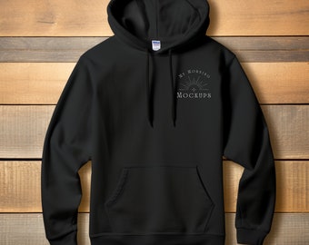 Gildan 18500 Black Hoodie Mockup: Flat Lay (JPG Digital Download)