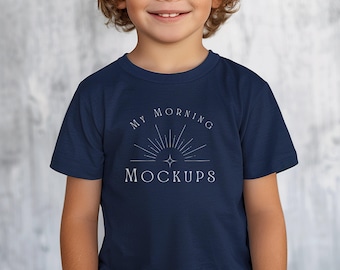 Navy Gildan 5000B Youth T-Shirt Mockup (Digital Download)