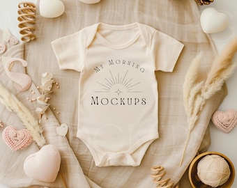 Rabbit Skins 4400 Bodysuit Mockup: Infant Flat Lay (JPG File)