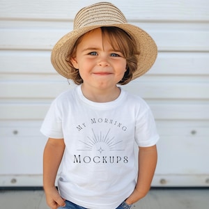 White Gildan 5000B Mockup T-Shirt Mockup Youth Mockup Kids White T-Shirt Mockup Gildan 5000B Spring Mockup Kids youth Print on Demand Shirts