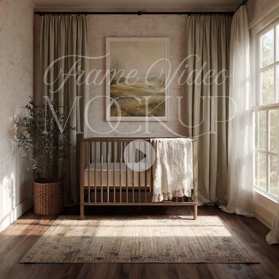 Nursery Frame Video Mockup with Canva Frame Template : Mp4 File 3000X3000