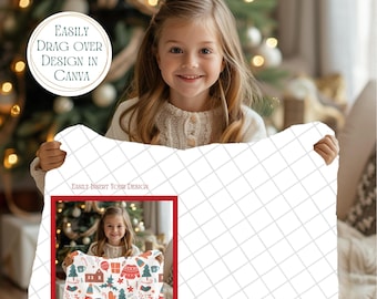 Christmas Blanket Mockup: Velveteen Plush (50x60") Canva PNG File