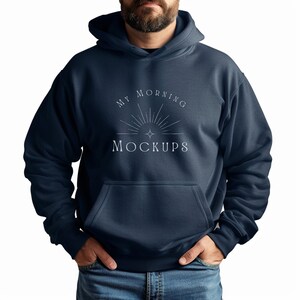 Navy Gildan 18500 Mockup Hoodie Mockup For Print on Demand Sweatshirt Mockups Gildan Mock-up Blue Hoodie Mock Up Navy 18500 Mockup For Men