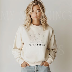 Comfort Colors 1466 Mockup Ivory Sweatshirt Mock up Comfort Colors 1466 Ivory Shirt  Sweatshirt Mock-up Crewneck 1566 Mockup Print on Demand