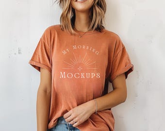 Terracotta Comfort Colors 1717 Mockup: Oversized T-Shirt (JPG File)