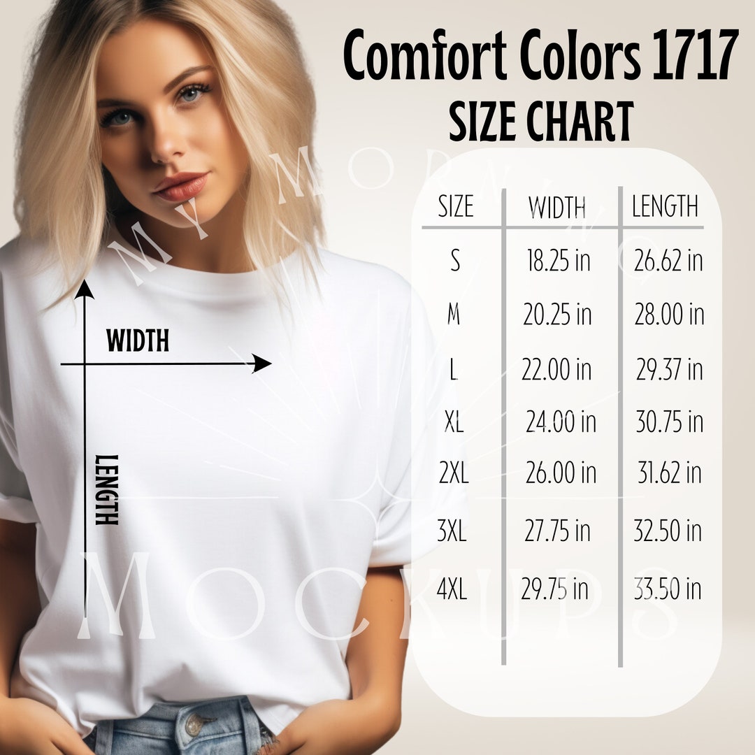 Comfort Colors 1717 Size Chart Comfort Colors 1717 Mockup Comfort