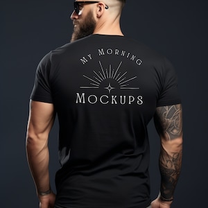 Gildan 64000 Mockup Black T-Shrit Mockup Mens Back  tshirt Mockups Black Back Mockup for Men Gildan 64000  Back Mock Up Gym Rat Back Mock-up