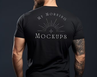 Gildan 64000 Mockup Black T-Shrit Mockup Mens Back  tshirt Mockups Black Back Mockup for Men Gildan 64000  Back Mock Up Gym Rat Back Mock-up