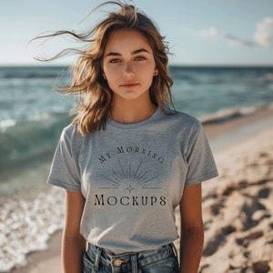 Athletic Heather Bella Canvas 3001 Mockup T-Shirt Mockup 3001 Shirt Mockup 3001 Grey Mockup Bella Canvas Grey Shirt Mockups Print on Demand
