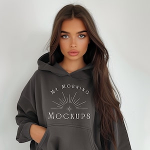 Gildan 18500 Mockup Hoodie Mockup Charcoal Gildan 18500 Mockup Grey 18500 Hoodie Mockup Gildan 18500 Charcoal Mock-up For Print on Demand