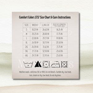 Comfort Colors 1717 Size Chart 1717 Size ChartComfort Colors 1717 Care Instructions 1717 Washing Instructions Laundry Symbols T-Shirt Mockup