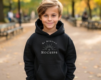 Black Gildan 18500B Youth Hoodie Mockup (JPG Digital Download)