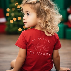 Bella Canavs 3001B Mockup Kleinkind 3001 Weiß Mockup 3001B Rot Mockup Bella Canvas 3001B Rückseite Rot 3001B Weihnachten Mockup für Kleinkinder